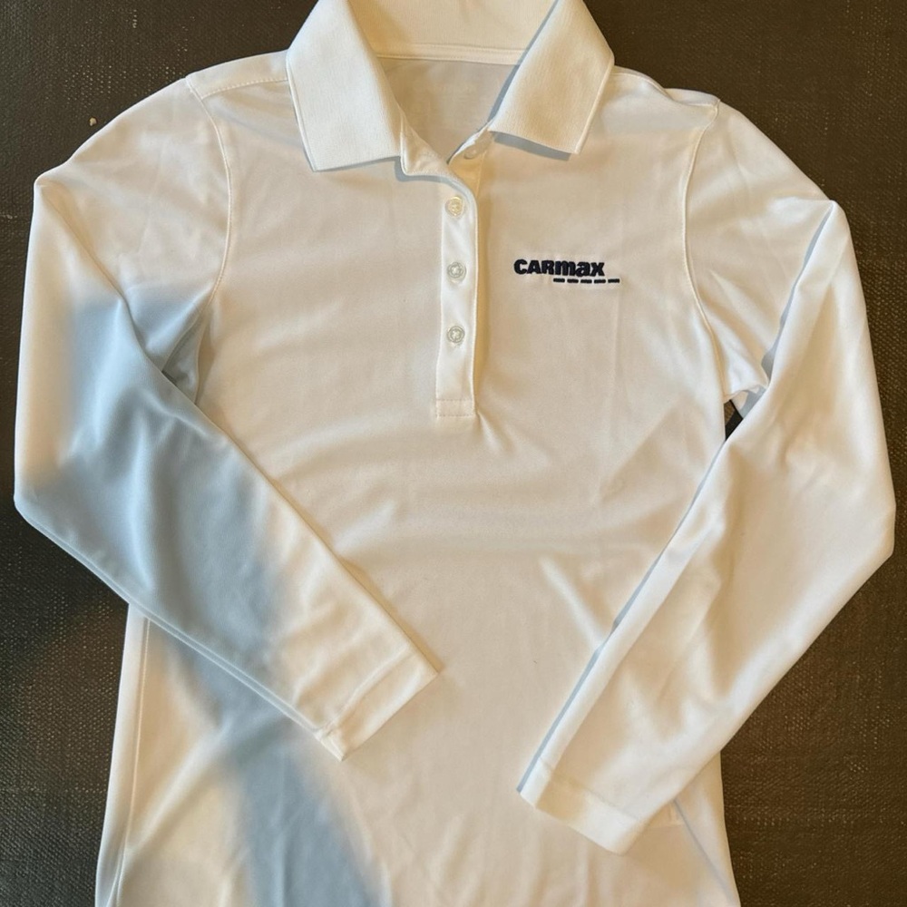 White Long Sleeve Polo Shirt Classic Knit